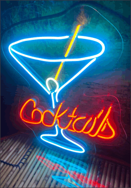 customise mocktail neon glass