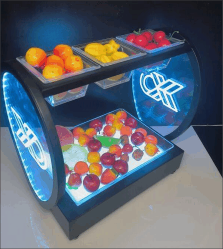 customise led acrylic fruit counter display props