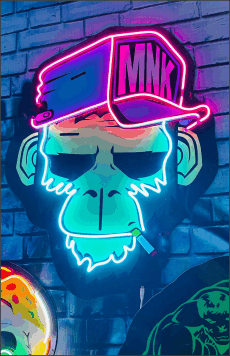 barware UV print monkey neon sign